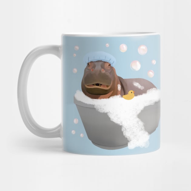 Cute Baby Hippo Bathtime by Suneldesigns